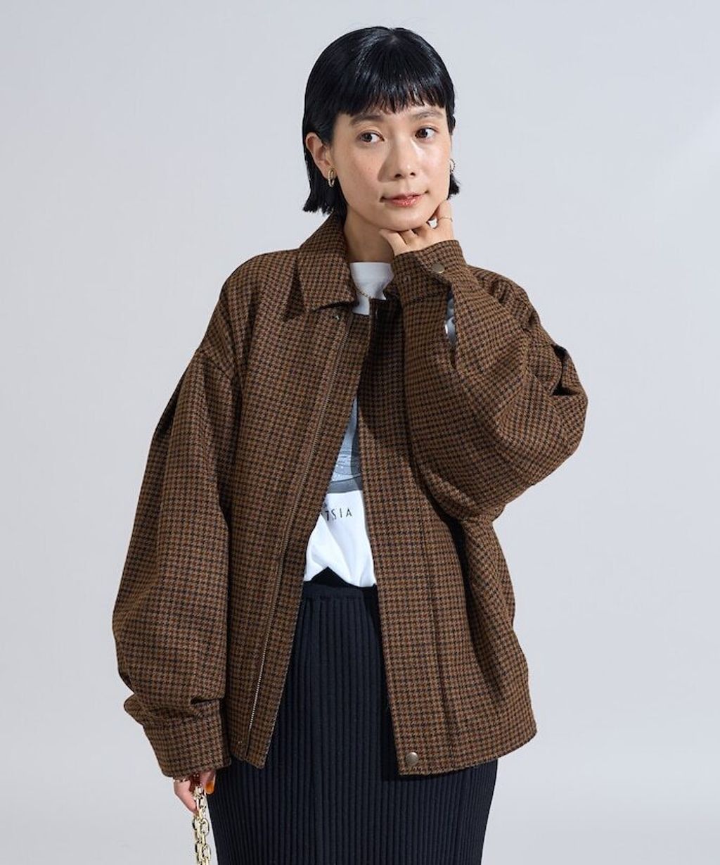 FREAKS STORE 英格蘭產羊毛質感格紋抗變形保暖翻領夾克_7