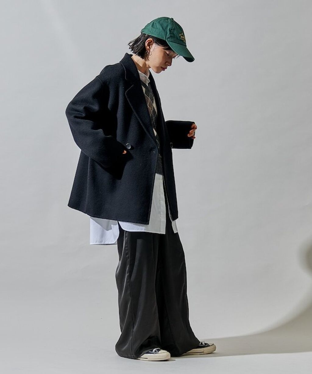 FREAKS STORE 輕量保暖羊毛手工縫製感寬鬆西裝大衣_34