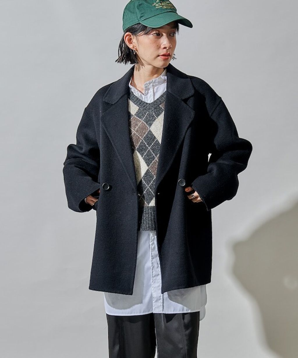 FREAKS STORE 輕量保暖羊毛手工縫製感寬鬆西裝大衣_45