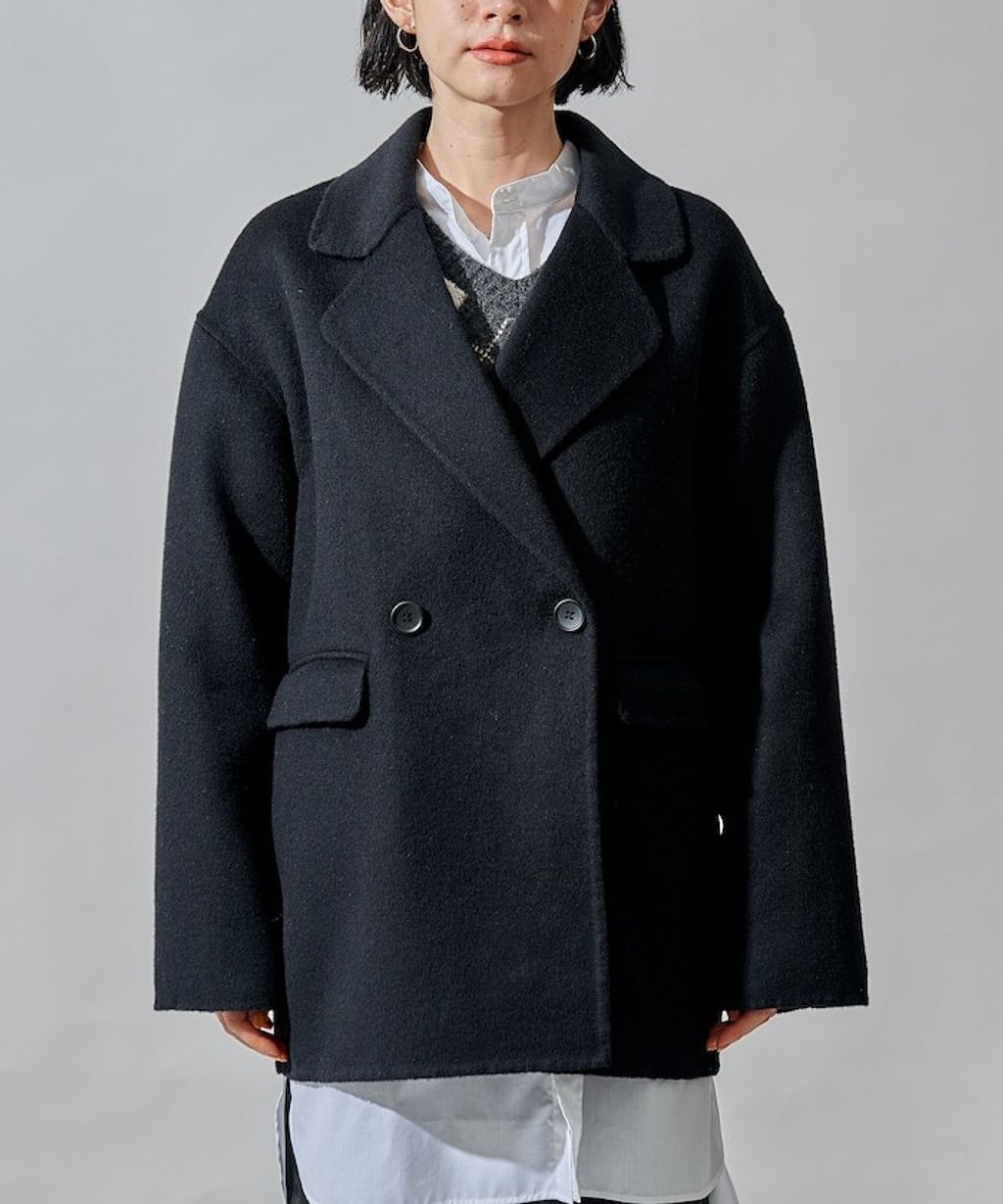 FREAKS STORE 輕量保暖羊毛手工縫製感寬鬆西裝大衣_48