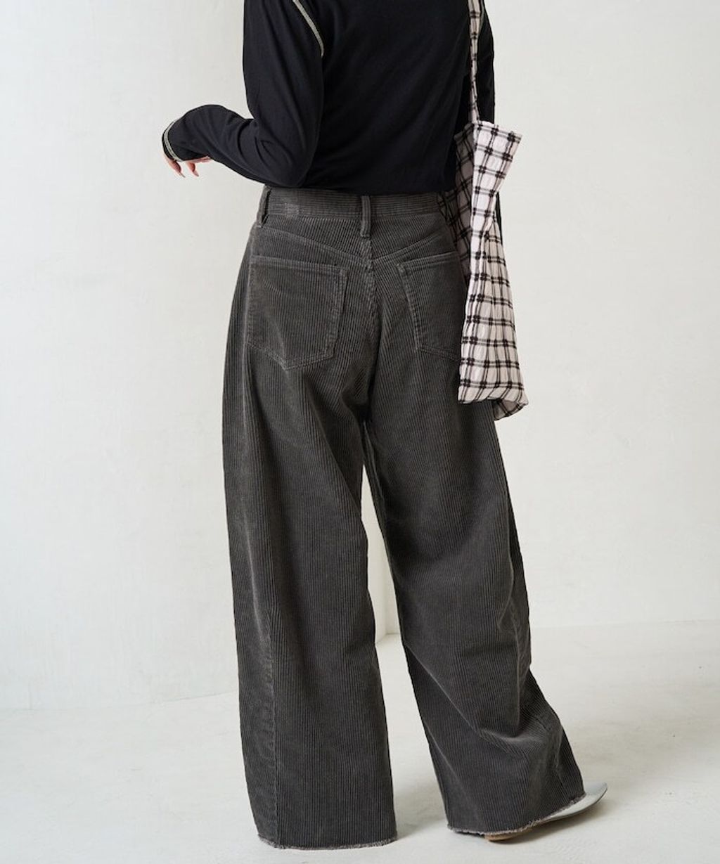 FREAKS STORE 細條紋燈芯絨顯瘦圓弧剪裁長褲_57