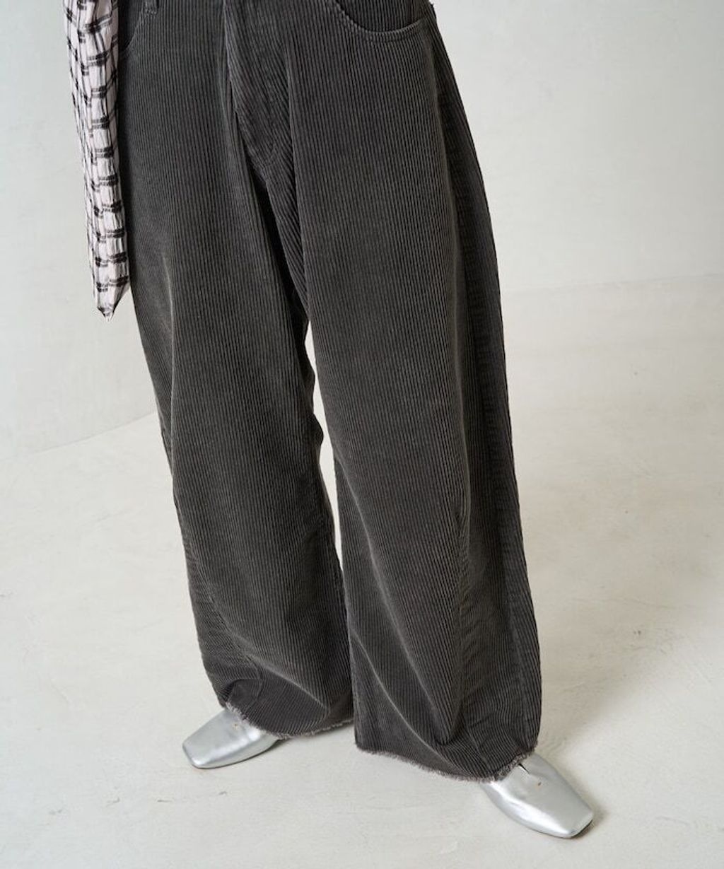 FREAKS STORE 細條紋燈芯絨顯瘦圓弧剪裁長褲_58
