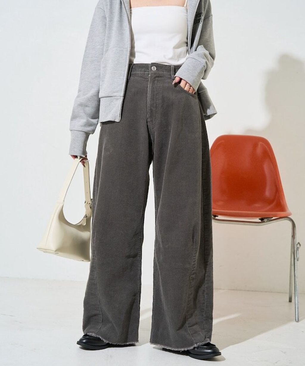 FREAKS STORE 細條紋燈芯絨顯瘦圓弧剪裁長褲_48