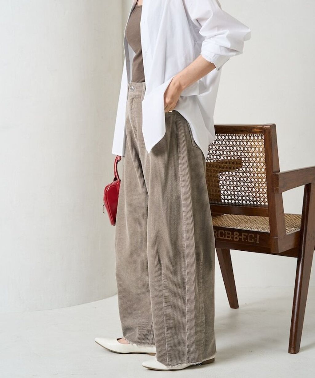FREAKS STORE 細條紋燈芯絨顯瘦圓弧剪裁長褲_44