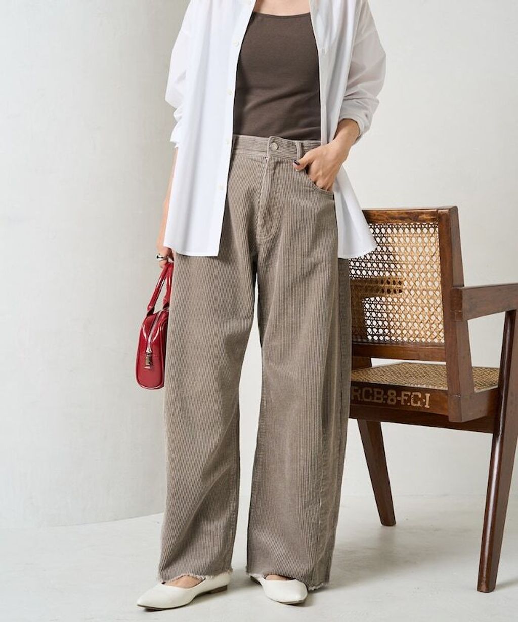 FREAKS STORE 細條紋燈芯絨顯瘦圓弧剪裁長褲_38