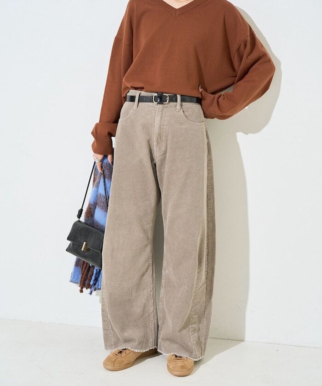 FREAKS STORE 細條紋燈芯絨顯瘦圓弧剪裁長褲_36