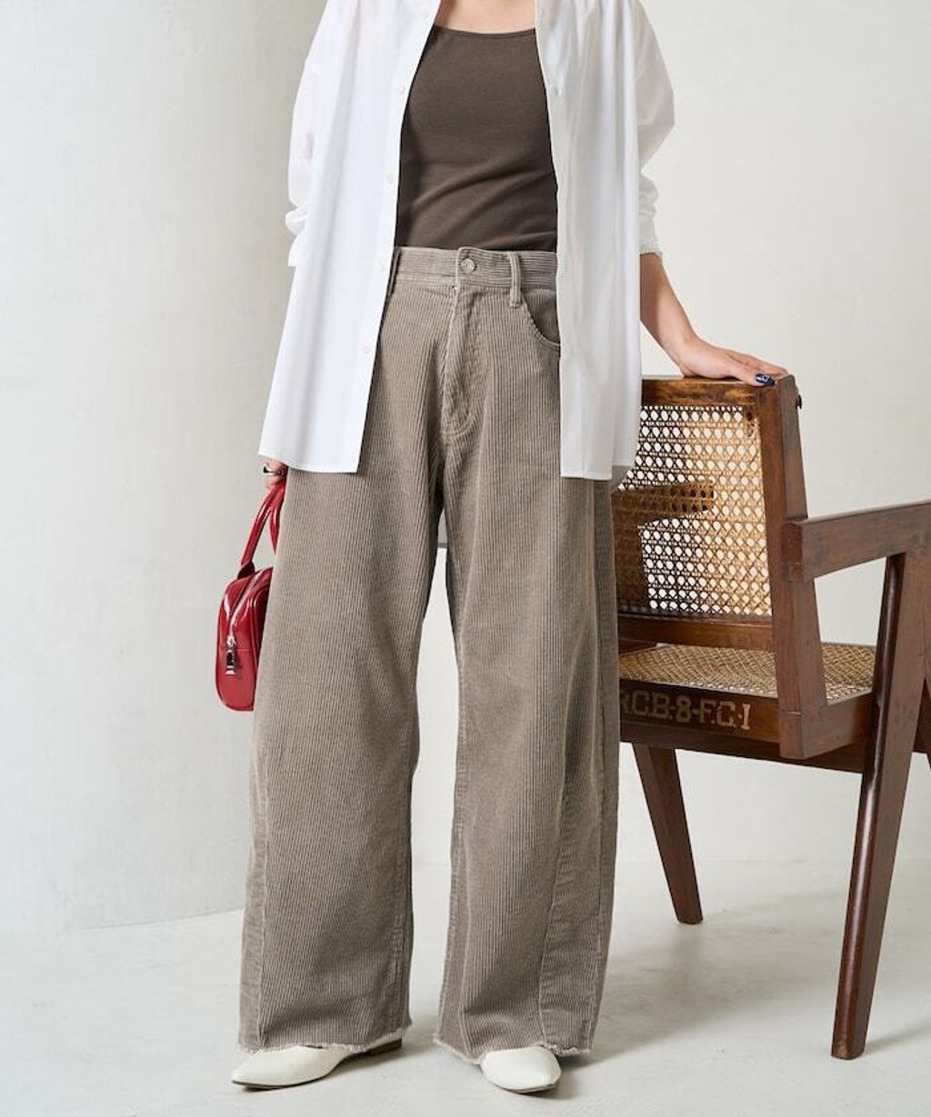 FREAKS STORE 細條紋燈芯絨顯瘦圓弧剪裁長褲_43