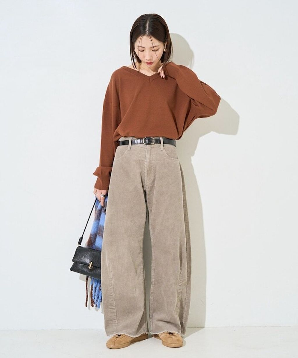 FREAKS STORE 細條紋燈芯絨顯瘦圓弧剪裁長褲_35