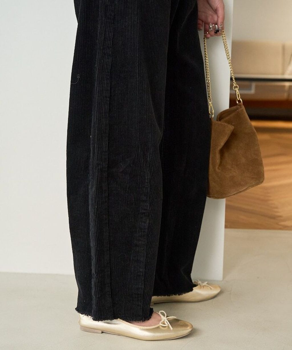 FREAKS STORE 細條紋燈芯絨顯瘦圓弧剪裁長褲_24