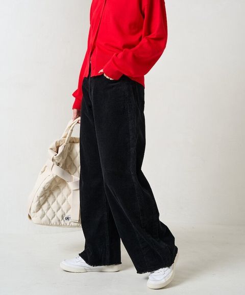 FREAKS STORE 細條紋燈芯絨顯瘦圓弧剪裁長褲_28