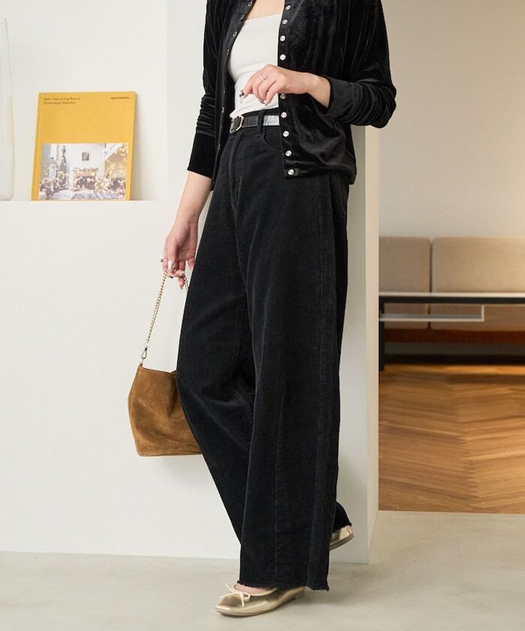 FREAKS STORE 細條紋燈芯絨顯瘦圓弧剪裁長褲_21