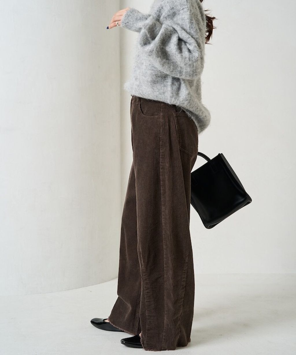 FREAKS STORE 細條紋燈芯絨顯瘦圓弧剪裁長褲_11