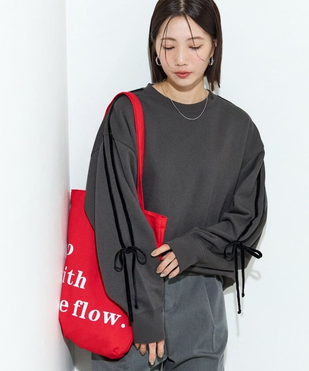 FREAKS STORE 天鵝絨緞帶內刷毛oversize大學T_3