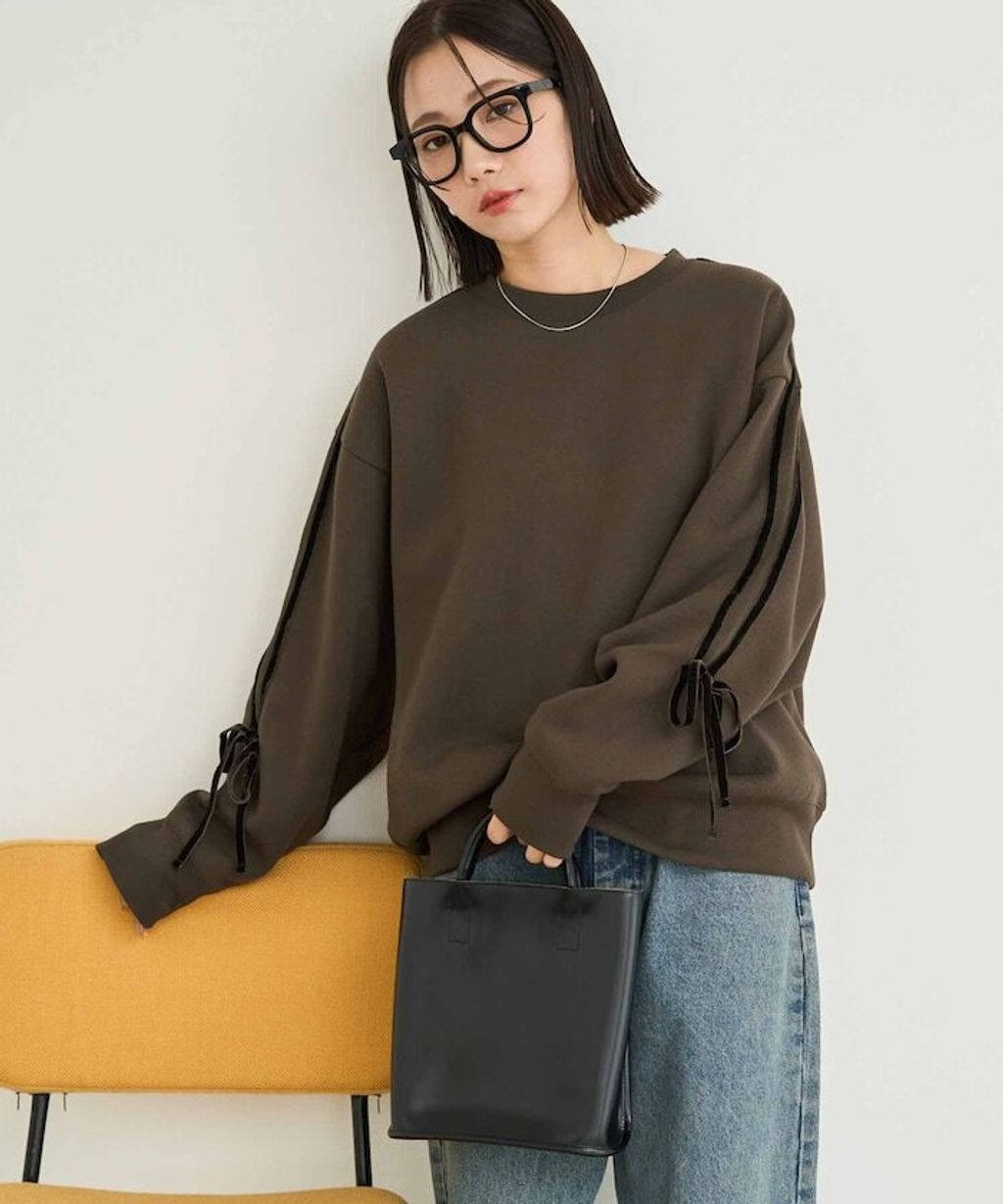 FREAKS STORE 天鵝絨緞帶內刷毛oversize大學T_4