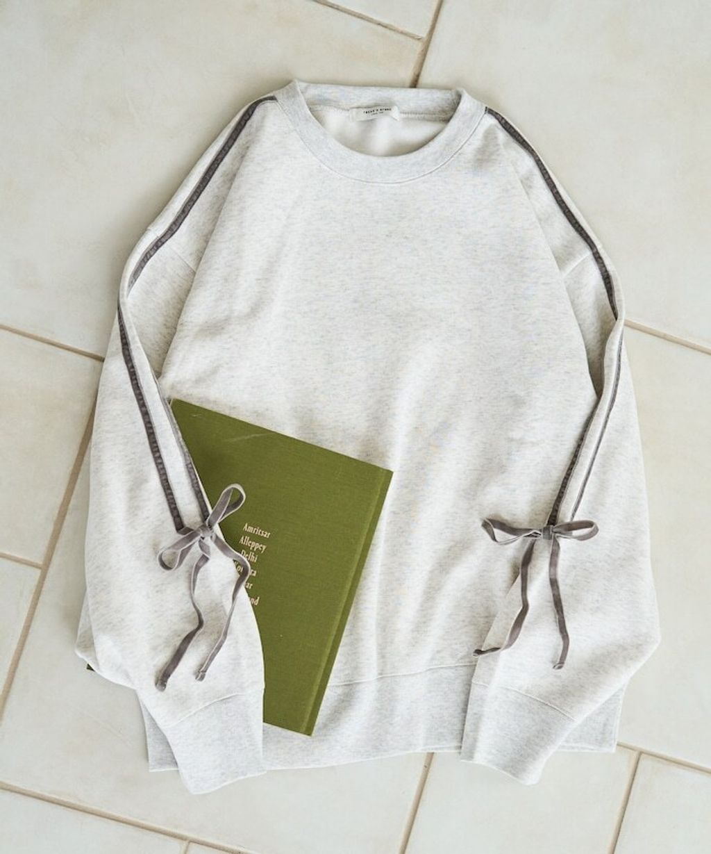 FREAKS STORE 天鵝絨緞帶內刷毛oversize大學T_1