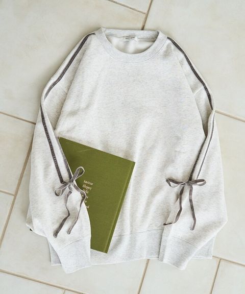 FREAKS STORE 天鵝絨緞帶內刷毛oversize大學T_1