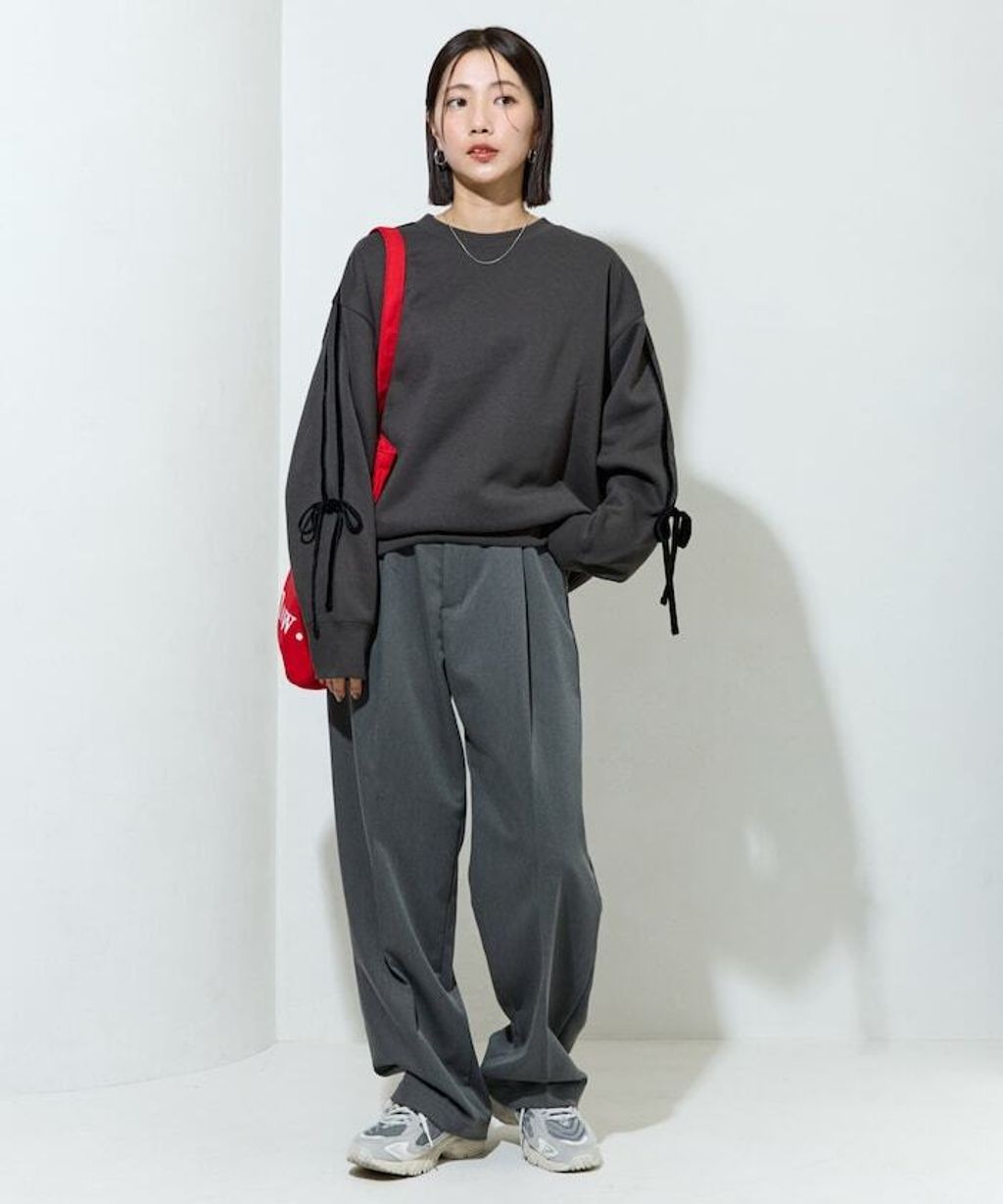 FREAKS STORE 天鵝絨緞帶內刷毛oversize大學T_33