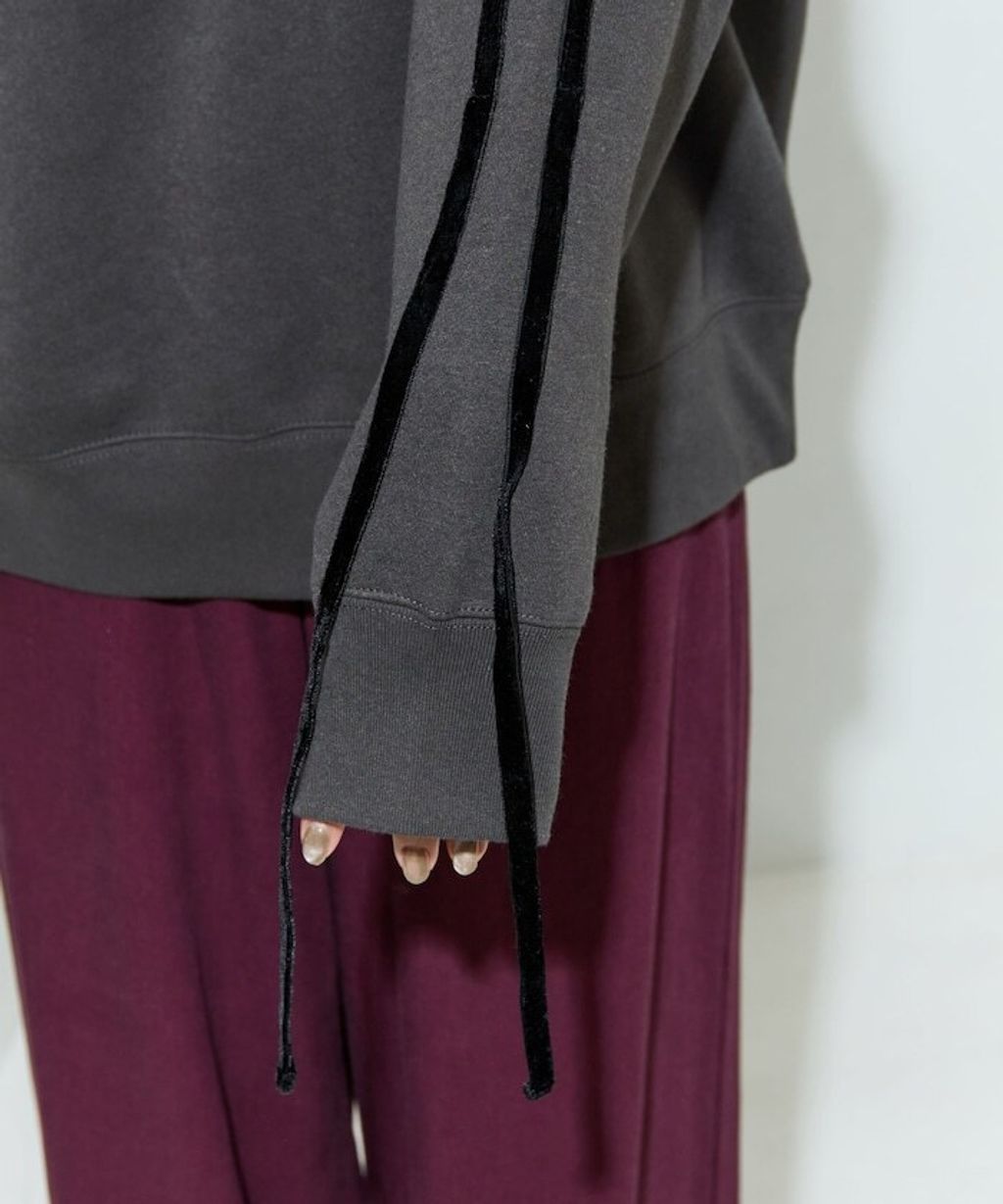 FREAKS STORE 天鵝絨緞帶內刷毛oversize大學T_46