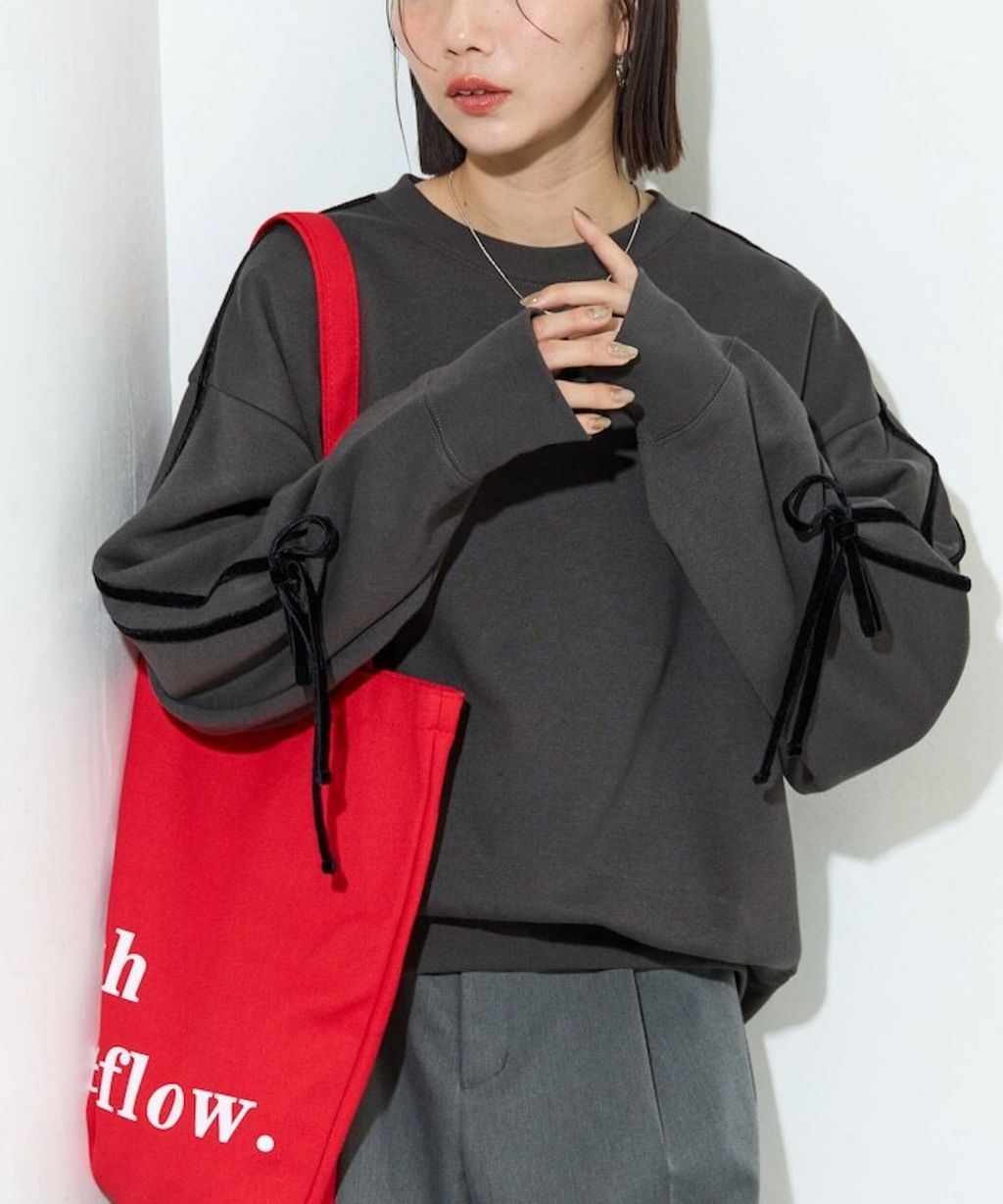 FREAKS STORE 天鵝絨緞帶內刷毛oversize大學T_30