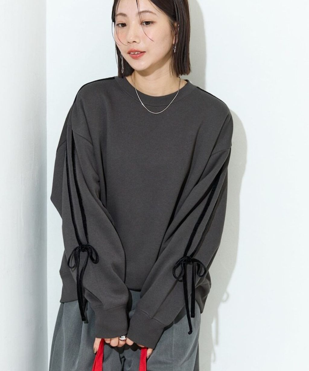 FREAKS STORE 天鵝絨緞帶內刷毛oversize大學T_29