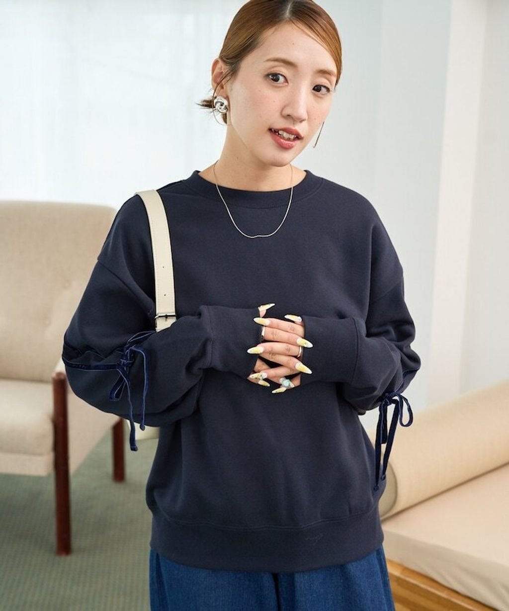 FREAKS STORE 天鵝絨緞帶內刷毛oversize大學T_27