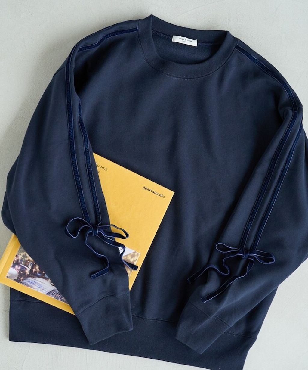 FREAKS STORE 天鵝絨緞帶內刷毛oversize大學T_18