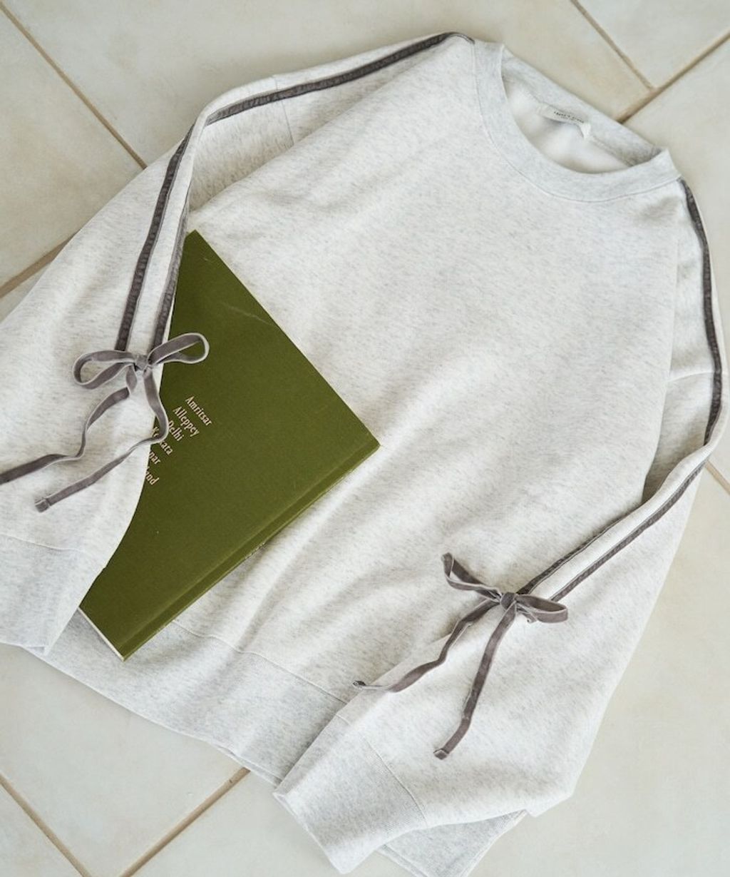 FREAKS STORE 天鵝絨緞帶內刷毛oversize大學T_15