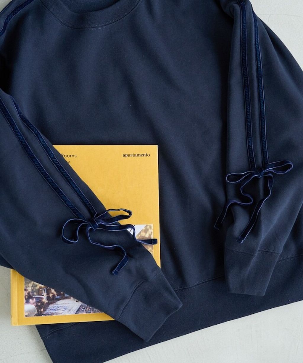 FREAKS STORE 天鵝絨緞帶內刷毛oversize大學T_19