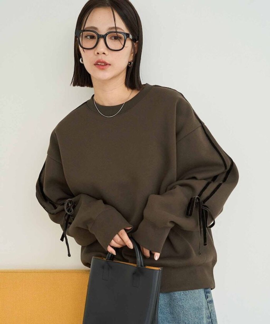 FREAKS STORE 天鵝絨緞帶內刷毛oversize大學T_6