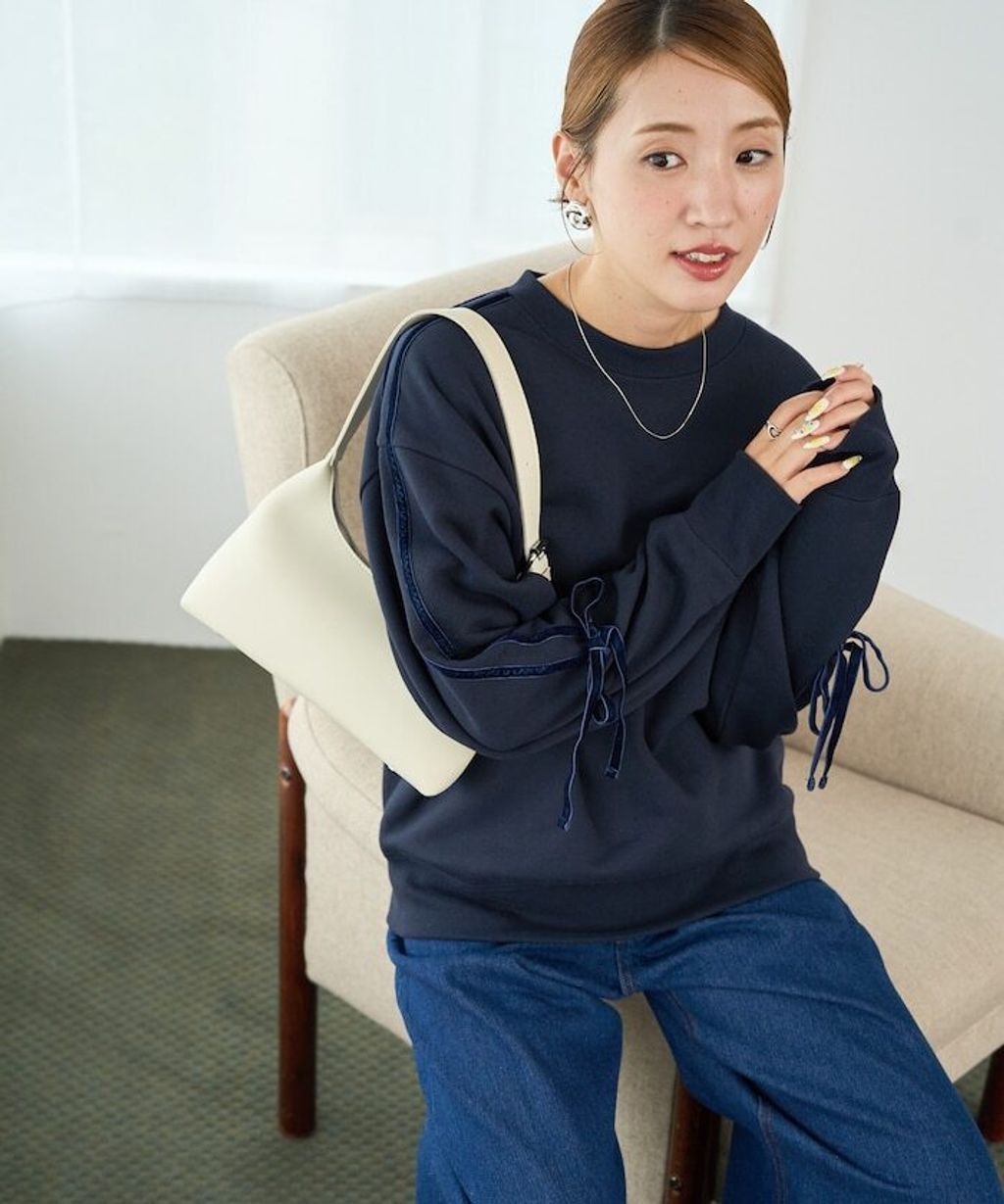 FREAKS STORE 天鵝絨緞帶內刷毛oversize大學T_21