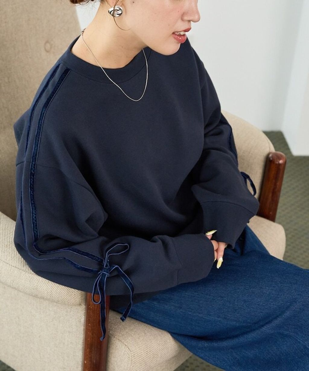 FREAKS STORE 天鵝絨緞帶內刷毛oversize大學T_22