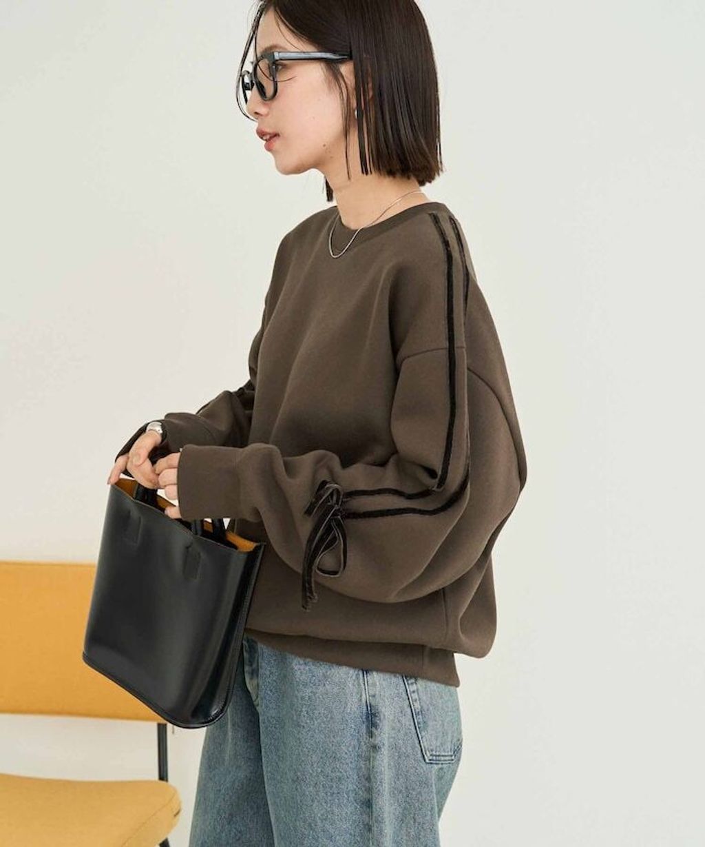 FREAKS STORE 天鵝絨緞帶內刷毛oversize大學T_7