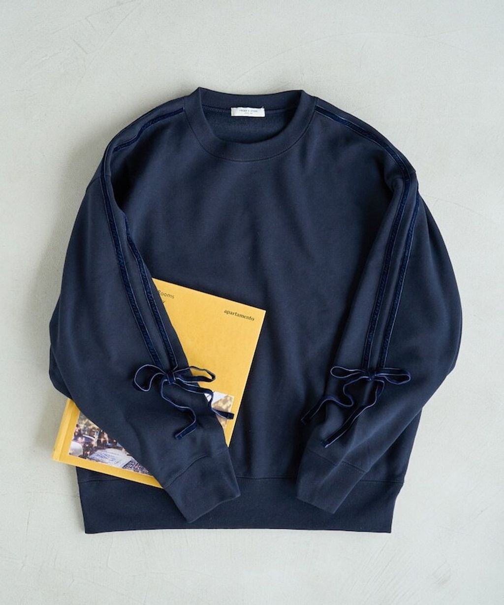 FREAKS STORE 天鵝絨緞帶內刷毛oversize大學T_17