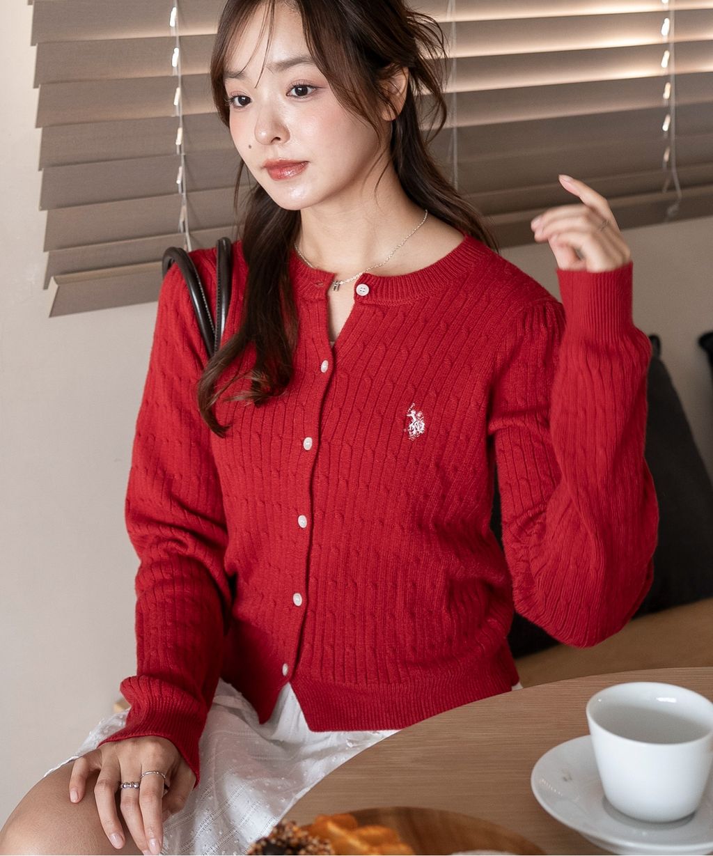 U.S. POLO ASSN. 25AW 麻花編針織開襟衫_36