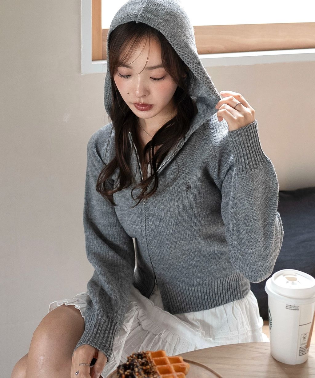 U.S. POLO ASSN. 25AW 雙拉鍊針織連帽外套_2