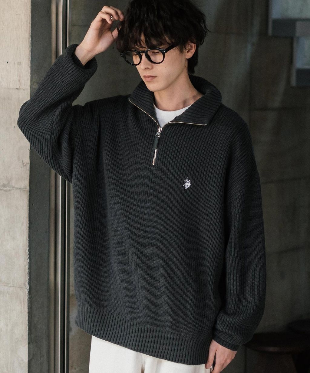 U.S. POLO ASSN. 半拉鍊寬鬆版型針織毛衣_5