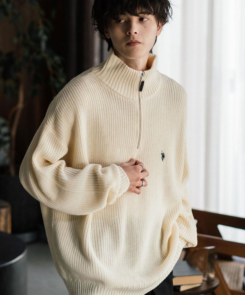 U.S. POLO ASSN. 半拉鍊寬鬆版型針織毛衣_6