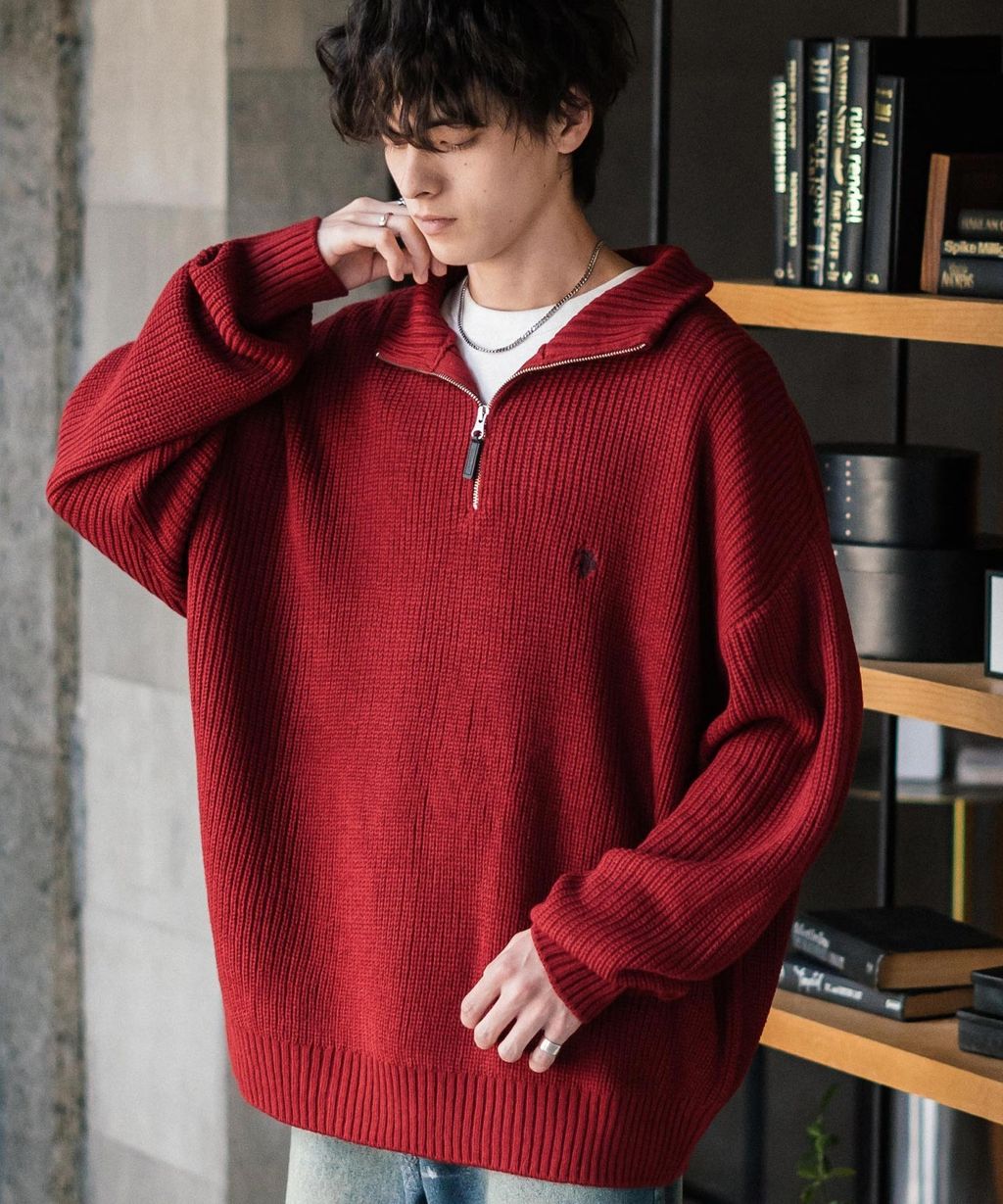 U.S. POLO ASSN. 半拉鍊寬鬆版型針織毛衣_4
