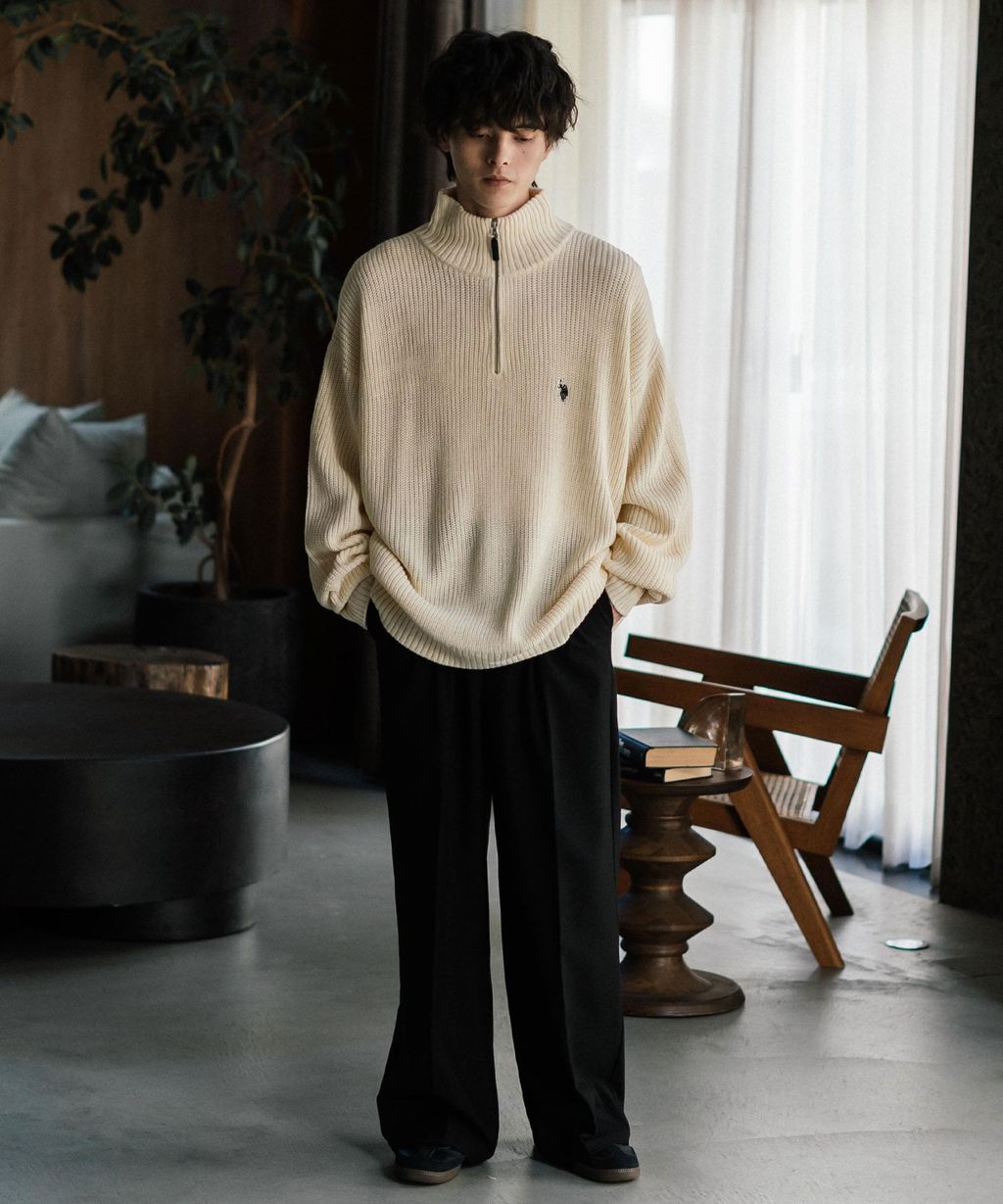 U.S. POLO ASSN. 半拉鍊寬鬆版型針織毛衣_10