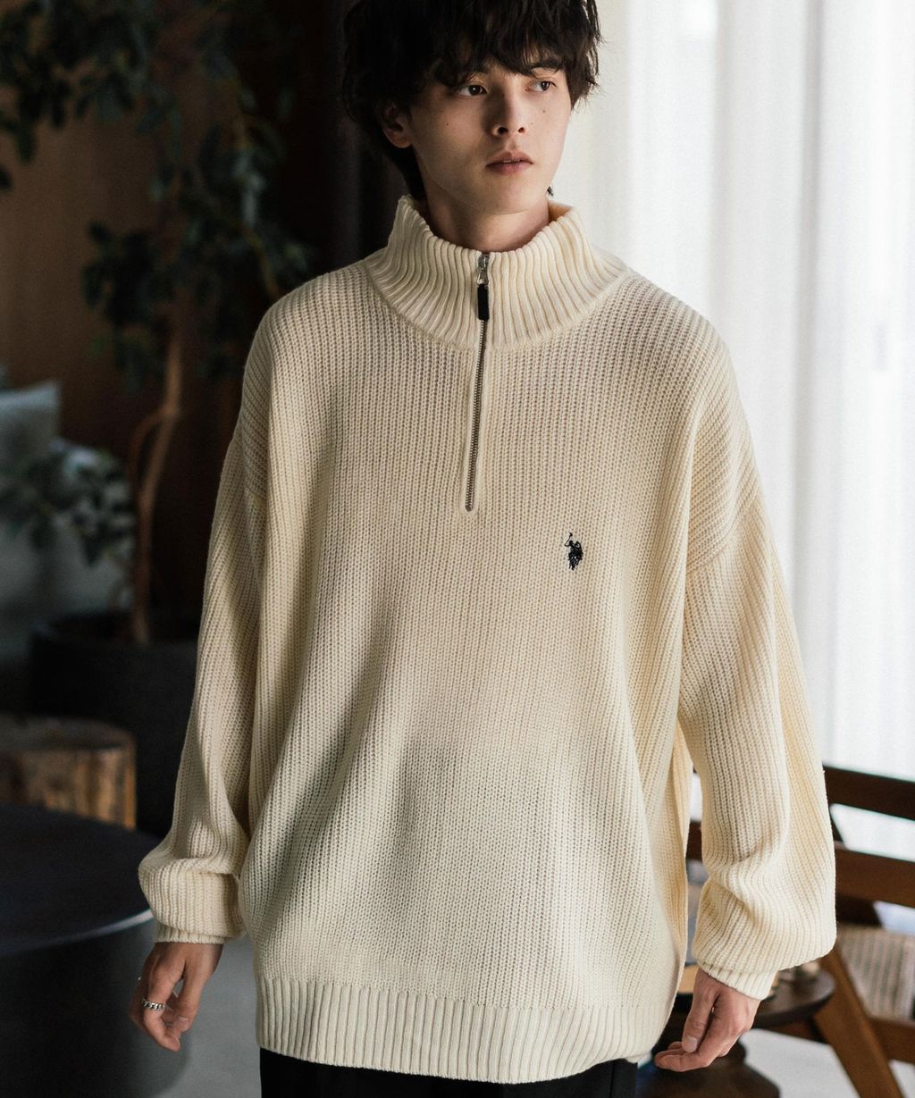 U.S. POLO ASSN. 半拉鍊寬鬆版型針織毛衣_9