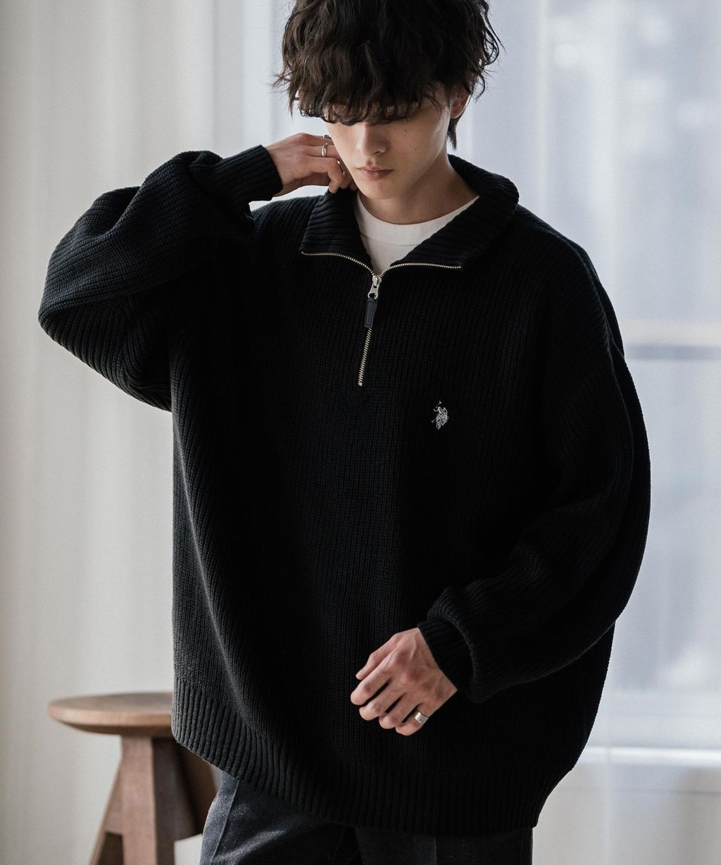 U.S. POLO ASSN. 半拉鍊寬鬆版型針織毛衣_12