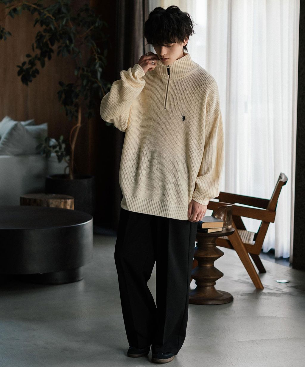 U.S. POLO ASSN. 半拉鍊寬鬆版型針織毛衣_11