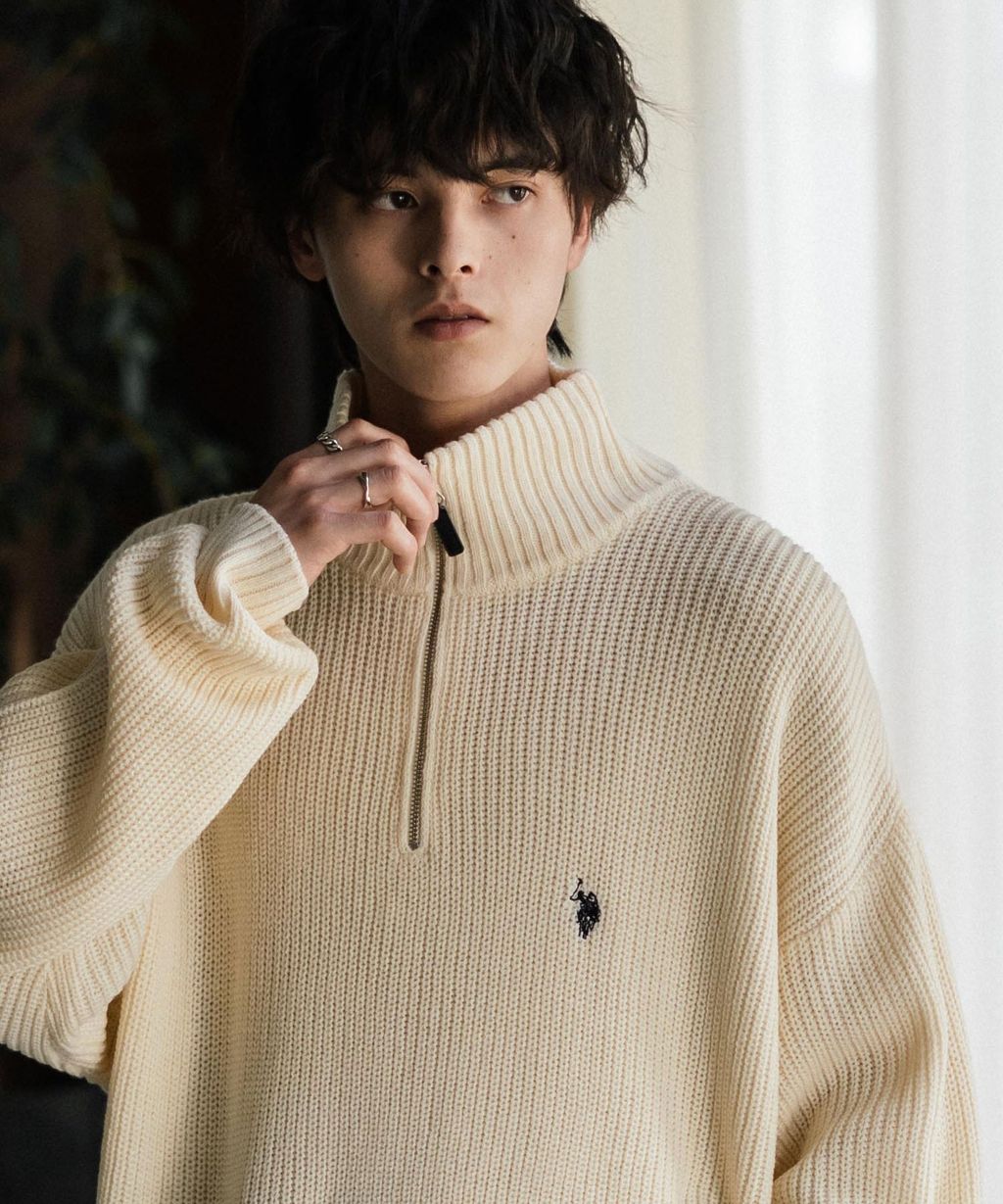 U.S. POLO ASSN. 半拉鍊寬鬆版型針織毛衣_8