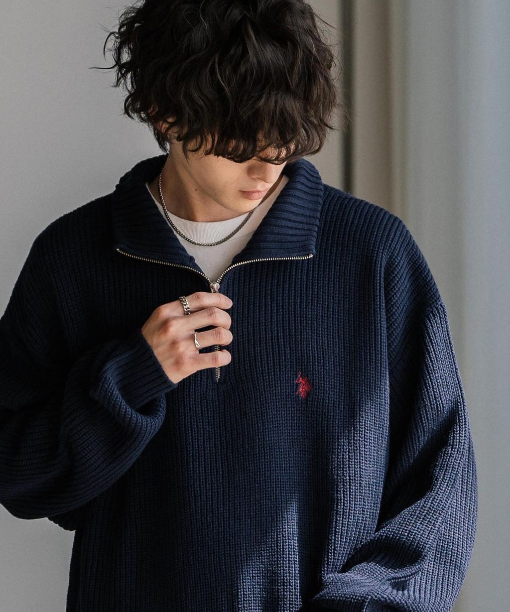 U.S. POLO ASSN. 半拉鍊寬鬆版型針織毛衣_34