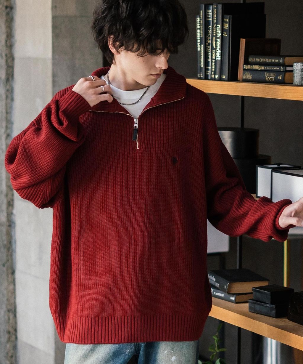 U.S. POLO ASSN. 半拉鍊寬鬆版型針織毛衣_36