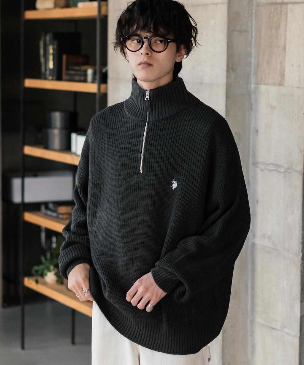 U.S. POLO ASSN. 半拉鍊寬鬆版型針織毛衣_26