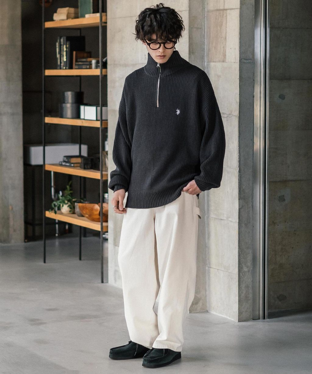 U.S. POLO ASSN. 半拉鍊寬鬆版型針織毛衣_24