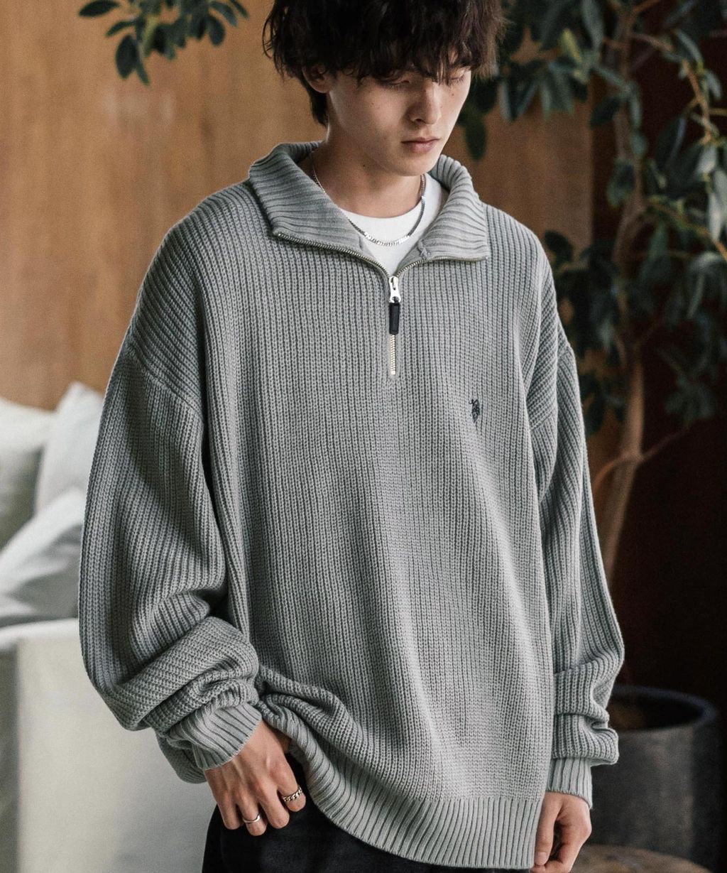 U.S. POLO ASSN. 半拉鍊寬鬆版型針織毛衣_18