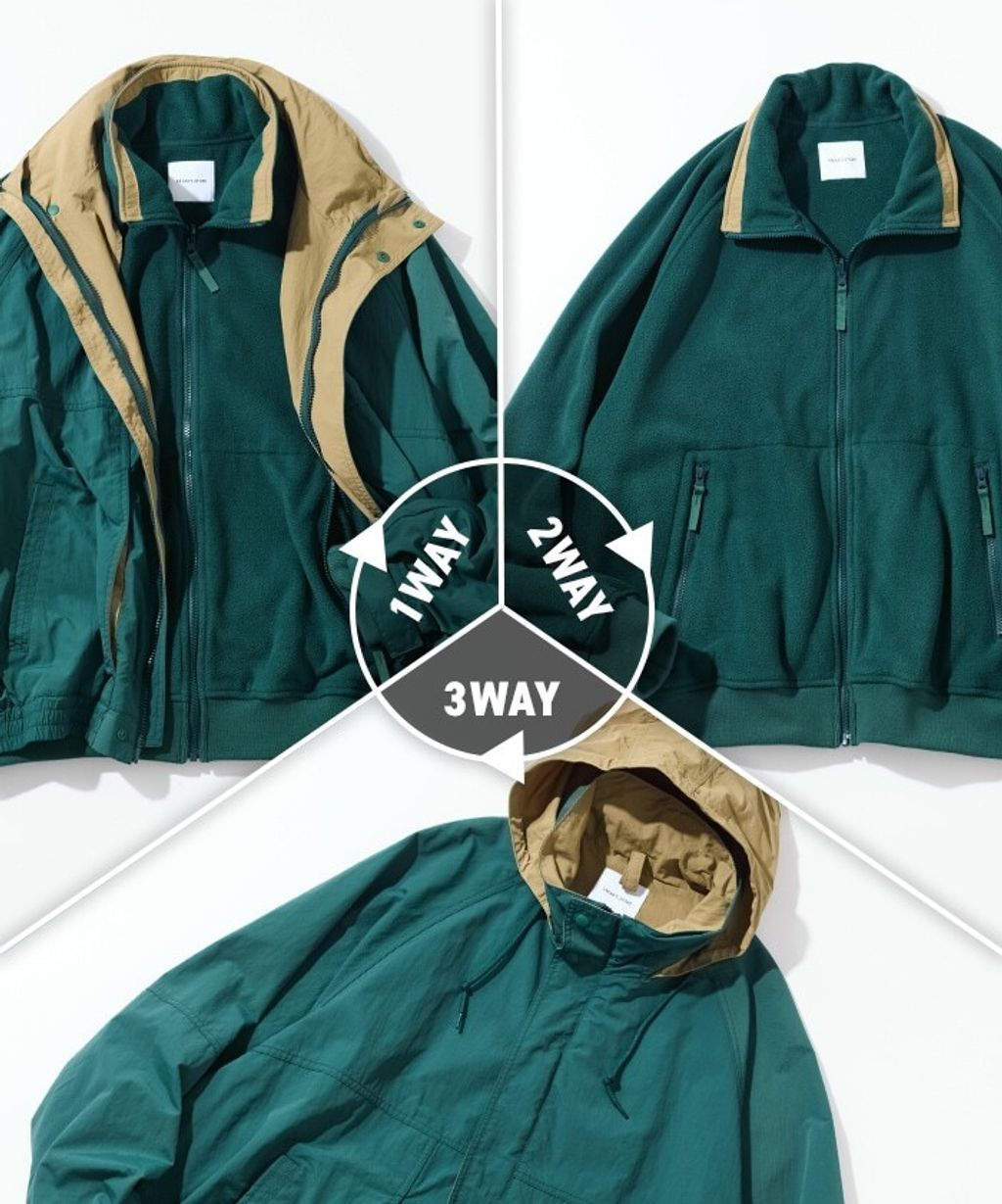 FREAKS STORE 3WAY 寬鬆版型尼龍×刷毛可拆式衣領外套_4