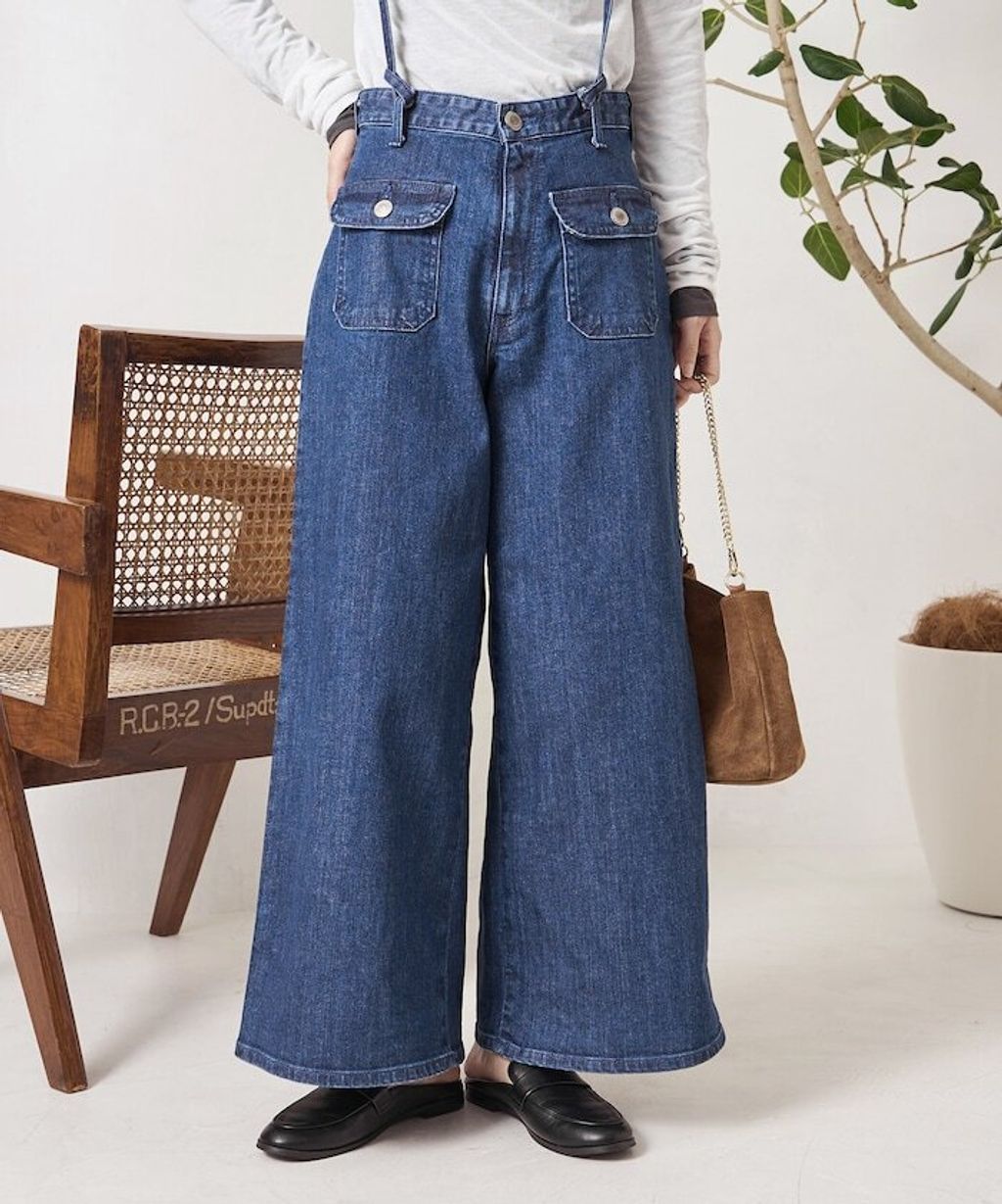 FREAKS STORE x SOMETHING 寬版顯瘦細吊帶丹寧褲 (一褲多穿)_28